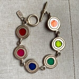 Vintage Funky Multi-color Toggle Bracelet and Earrings